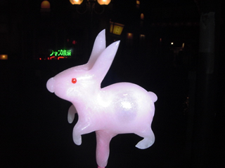 飴細工のピンクのうさぎ