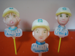 飴細工の阪神藤川選手・阪神金本選手・阪神城島選手